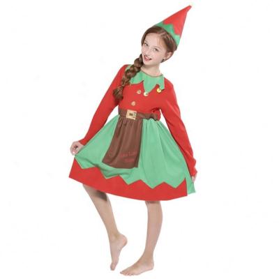 China Polyester Family Stage Costume Christmas Elf Girls Party Skirt for sale