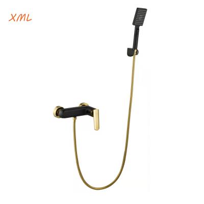 China Without Slide Bar Single Function Black Gold Finished Brass Shower Mixer Tap for sale