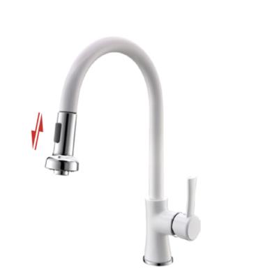 China High Quality Contemporary White Finish Pull Out Kitchen Faucet for sale