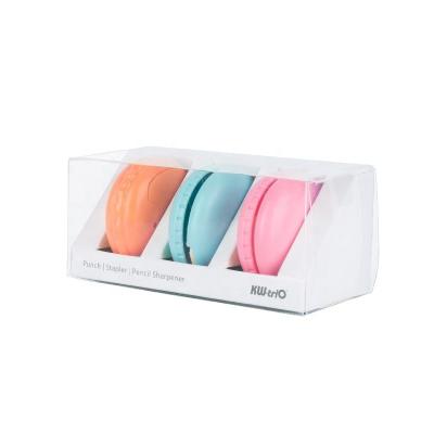 China Fancy Macaron Stapler Punch Stationery Gift Set 146mm*56mm*56mm for sale