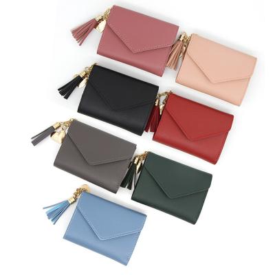 China Hot Selling Folding Waterproof With Latch Small Portable Women Card Holder Card Holder Carteras Women Leather Wallets for sale