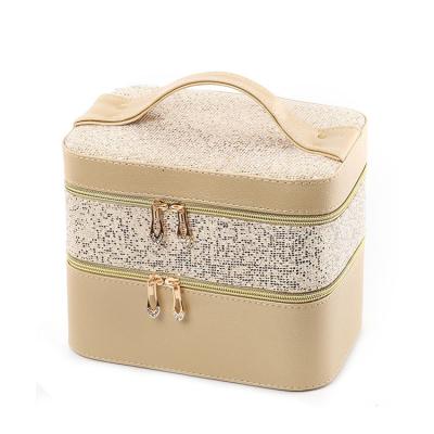 China High Quality New Styles PU Clutch Bag Women Double Layer Case Leather Travel Makeup Cosmetic Bags for sale