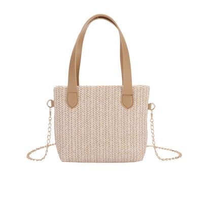 China Fashionable Ladies Tote White Woven Straw Handbag Large Capacity Fashoion New Fashion Women Handbag for sale