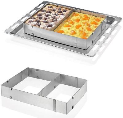 China Disposable Adjustable Rectangle Mousse Cake Mold Stainless Steel Mold Baking Frame for sale