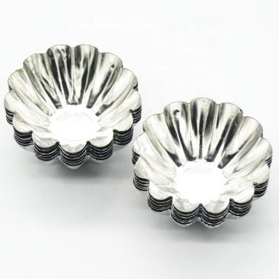 China Viable Factory Wholesale Metal Stainless Steel Fluted Flower Form Mini Egg Tart Mold Fruit Pudding Mold for sale