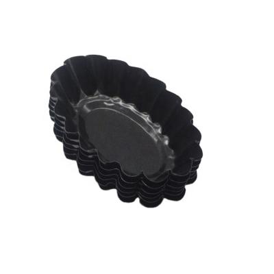 China Sustainable Set of 6 Fluted Non-Stick Oval Mini Tart Pan Sweden Tart Tins for sale