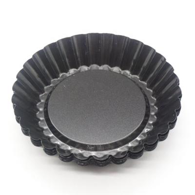 China Amazon Sustainable Carbon Steel 4 Inch Non-Stick Black Mini Tart Mold for sale