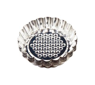 China Viable Stainless Steel Mini Tart Pan Egg Tart Mold Tin Pan Baking Tool for Cupcakes Mini Cakes Pudding Jello Cookie Pies for sale