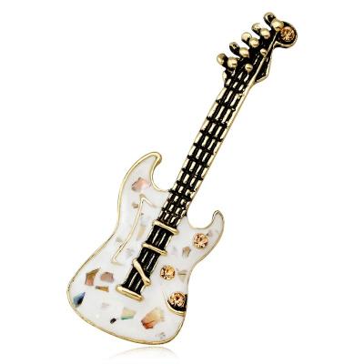 China Natural Responsive Guitar Brooch Pin Metall Metall Joker Instrument Unisex Color Shell Brooch for sale