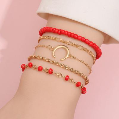 China 2022 Vintage Style Bohemian Bracelets Set Vintage Glass Seed Beads Beaded Adjustable Bracelets For Women for sale