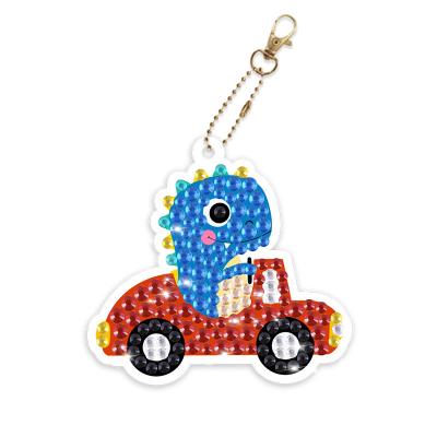 China Key Chains Diamond Painting Keychain Kit Birthday Bag / Hot Sale DIY Dinosaur Key Pendant Acrylic Returns Gifts For Kids for sale