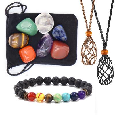 China Romantic Natural Gemstone Yoga Stone Bracelet Kit Necklace Holder with Chakra Crystals Healing Stones Stone Jewelry for sale