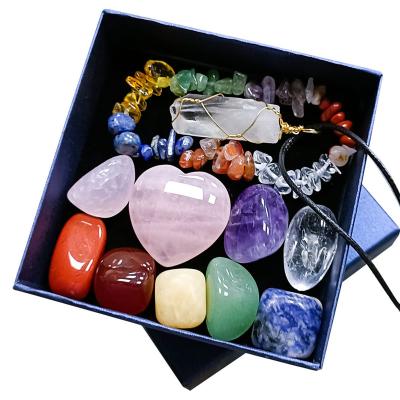 China Romantic 7 Chakra Crystal Craft Gift Set Heart Rose Quartz Women Beaded Bracelets set crystals healing stone necklace for sale