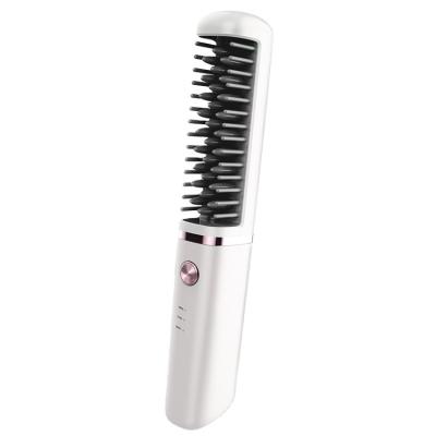 China Car 2 in 1 Mini Portable Ceramic Comb Filling Logo Curly Hair Brush Custom USB Radio Hair Straightener for sale