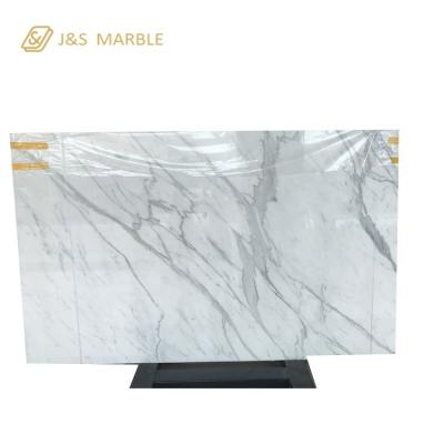 China New high standard italian stone slabs large calacatta white polished marble 2400up x 1400up x 18/20/30 mm for sale