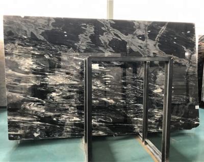 China Cheap Price Greek Imported Polished Mystic River Black Marble For Sale 2400up x 1400up x 18/20/30 mm for sale