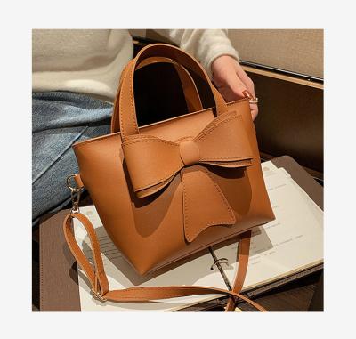 China Fashion Vintage Bucket Bag Bow Tote Solid Color Party Bag for sale