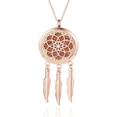 China 2021 New Product Stainless Steel Essential Oil Diffuser Necklace Lead Free Dream Catcher Jewelry for sale