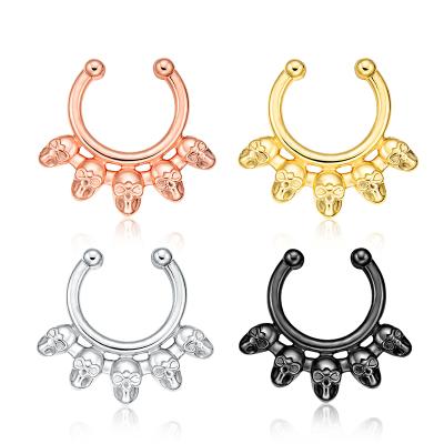 China Fake Nose Cuffs Septum Ring Clip On Nose Rings Punk Circle Set Faux Body Piercing Jewelry for sale