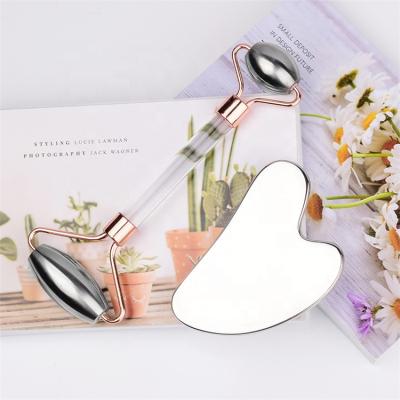 China Gua Sha Physiotherapy Scrapping Spa Stainless Steel Muscle Fascia Relaxation Roller Massager Face Guasha Kit for sale