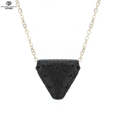 China Hot Design Triangle Lead Free Lava Stone Jewelry Essential Oil Diffuser Necklace Aromatherapy Diffuser Necklace for sale