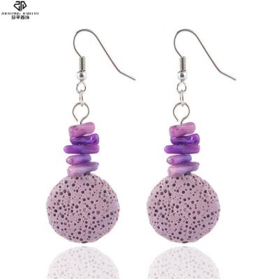 China Creative Cute Lead Free Stainless Steel Essential Oil Diffuser Lava Rock Earrings Colorful Natural For Women for sale