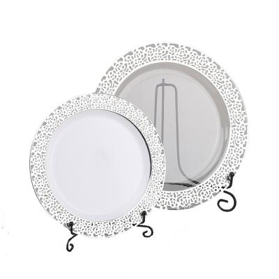 China Hot Selling Disposable Party Disposable Silver Clear Plastic Dishes 50 10.25