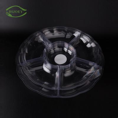 China Disposable Clear Maker PS 6 Cavity Compartment Plastic Snake Fruit Dish for sale