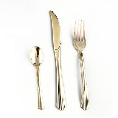 China Eco-Friendly Disposable Gold Plastic Silverware Disposable Cutlery for sale