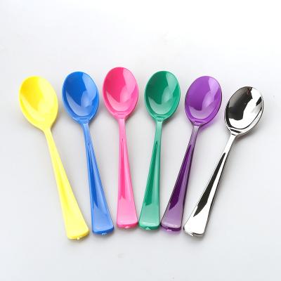 China Good Price Restaurant Disposable Salad Portable Fruit Espresso Dinner Color Changing Bulk Plastic Spoons With Plastic for sale