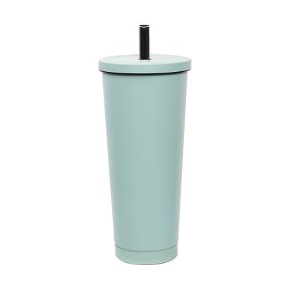 China Custom Portable Luxury Tea Coffee Drinkware Metal Tumblr Mug Black Tumbler With Boba Straw Viable Wholesale for sale