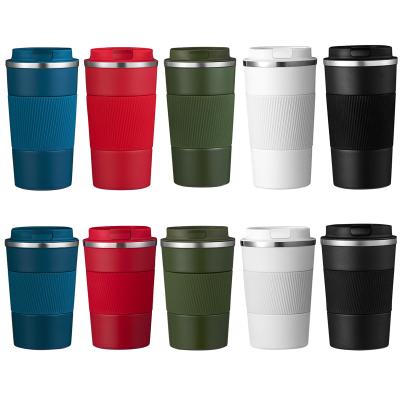 China 380ml 500ml Reusable Coffee Mug Stainless Steel Silicone Sleeve Reusable Thermo Mug With Custom Logo for sale