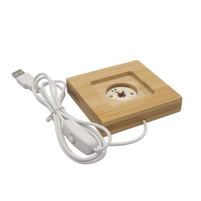 China Wholesale Modern Wooden Lamp Holder USB Chargeing Wooden Base Lamp LED Display Stand for sale