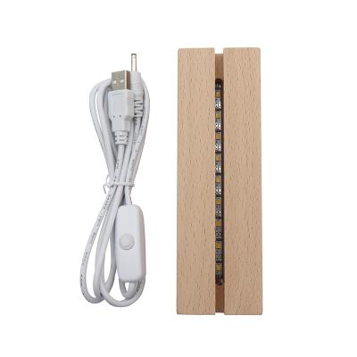 China Modern Wholesale Rectangle Led Lamp Base Wooden USB Light Base for sale