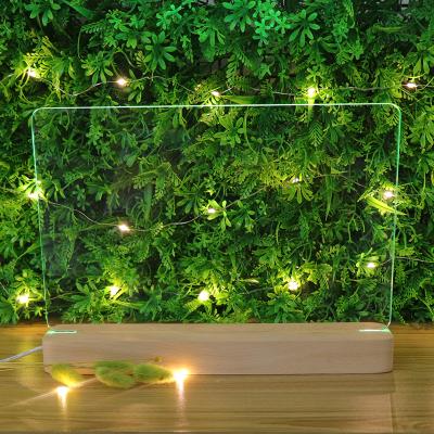 China Hot Sale Modern Night Light Acrylic Rectangle Led Wooden Base With Dimmer Switch RGB Kids Night Light For DIY for sale