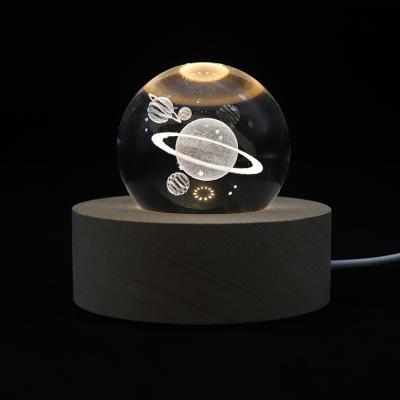 China Modern New Arrival 3D Crystal Ball 3D Planet Led Lamp Bedroom Bedside Night Light for sale