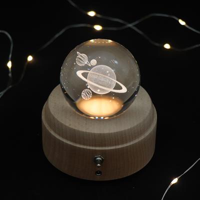 China Modern Factory Outlet LED Crystal Ball 3D Planet Led Lamp Bedroom Bedside Night Light With Music for sale