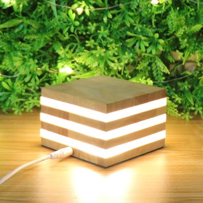 China Wholesale Modern Acrylic Light Wooden Led Low Mood Lamp Night Decoration Lighting Bedside Desk Lamp for sale