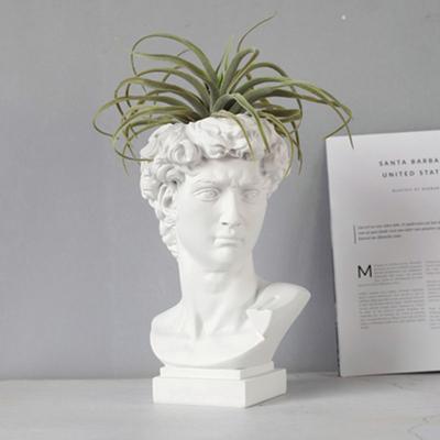 China Modern Home Decor Flower Vase Decor David Statue Flower Pot Resin Top Quality Europe White Mold Sculpture for sale