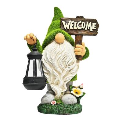 China Europe 2021 Hot Man Fairy Solar Light Sculpture Small Resin Figurine Funny Garden Gnomes Or Dwarfs for sale