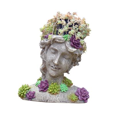 China 2021 new Europe style resin flower pot open home decor sculpture statues garden vase decoration for sale