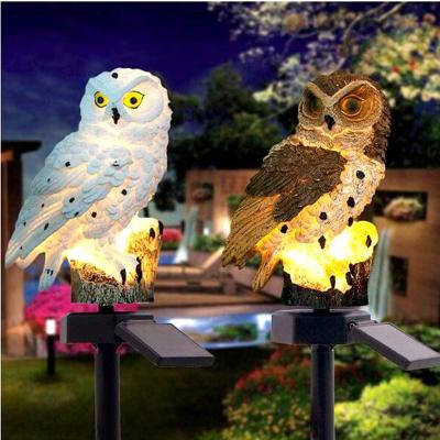 China Europe Amazon Hot New Style Resin Owl Lawn Lamp Waterproof Solar Led Light Decoration Garden Statue Decor Led Solar Garden Lights for sale