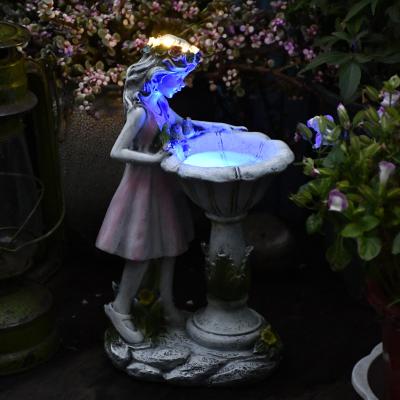 China Europe 2021 New Resin Flower Figurine Sculpture Fairy Solar Light Garden Statue For Home Decoration for sale