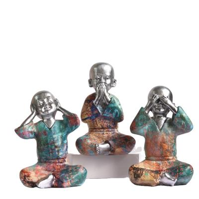 China Folk Resin Sculpture Home Decoration Art Sculpture Monk Statue Hot Selling Folk Crafts for sale