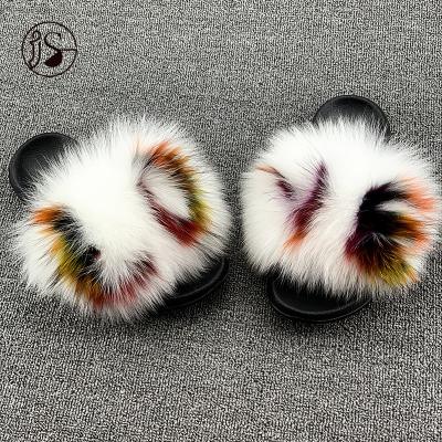 China CUSHIONING real fur ladies slippers wholesale custom furry shoes running slide 2021 women fur slips sleepers for sale