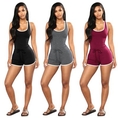 China Anti-wrinkle 2021 new fashion trend pure color European and American sexy breathable comfortable I invest sportswear overalls shorts for sale