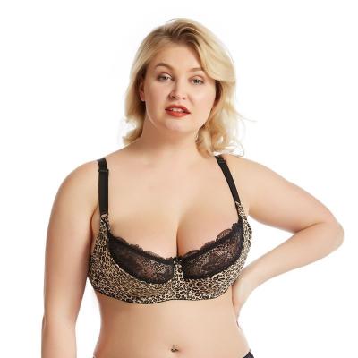 China 2021 New Leopard Print Plus-size Bra 36-46DEFG Sexy Slim Sexy Anti-UV Women's Bra 36-46DEFG for sale