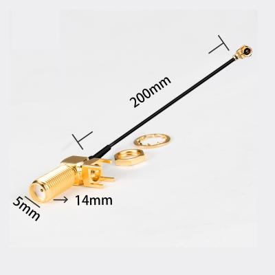 Китай RF Right Angle PCB Mount Внутренняя отверстия к IPEX Коаксиальная кабельная сборка с длиной провода 200 мм продается