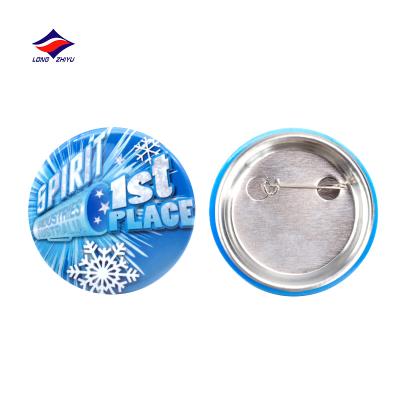 China 3D Longzhiyu 15years Custom Button Badges manufacturer round tinplate badge pins for souvenirs gifts for sale