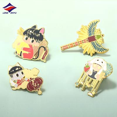 China 3D Longzhiyu Cartoon Character Customized Hard Gold Plating Enamel Pins Wing Wand Badges For Gifts for sale